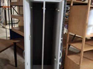 Bloc vestiaire bois gris 2 portes coulissantes – L40 x P52 x H185 cm