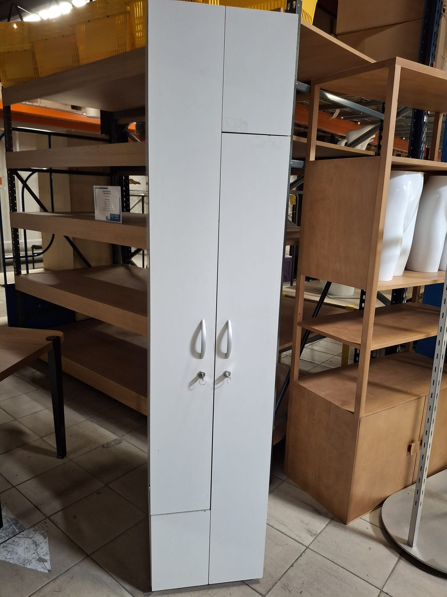 Bloc vestiaire bois gris 2 portes coulissantes – L40 x P52 x H185 cm