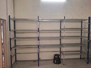 Lot de 3 étagères de stockage métalliques bleu et gris – L380 x P60 x H240 cm