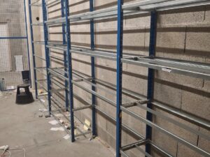 Lot de 4 étagères de stockage métalliques bleu et gris – L504 x P40 x H240 cm