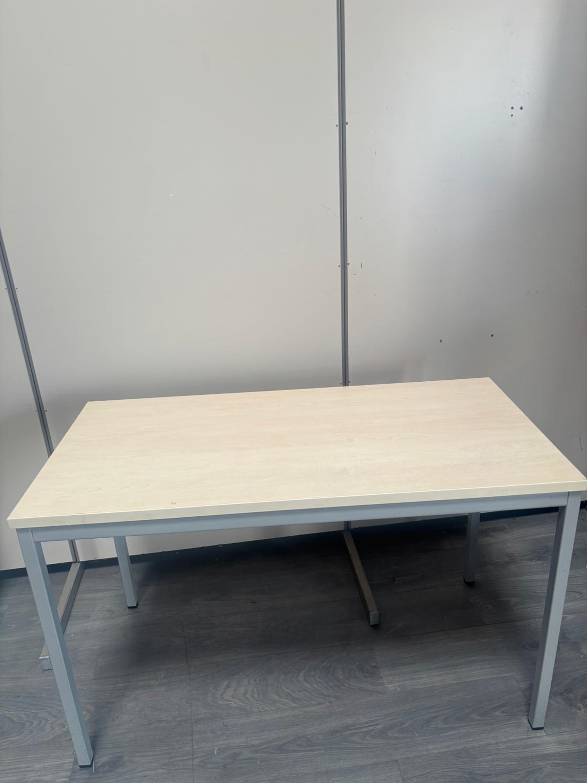 Table de travail multi-usages bois et métal beige et gris – L120 x P60 x H75 cm