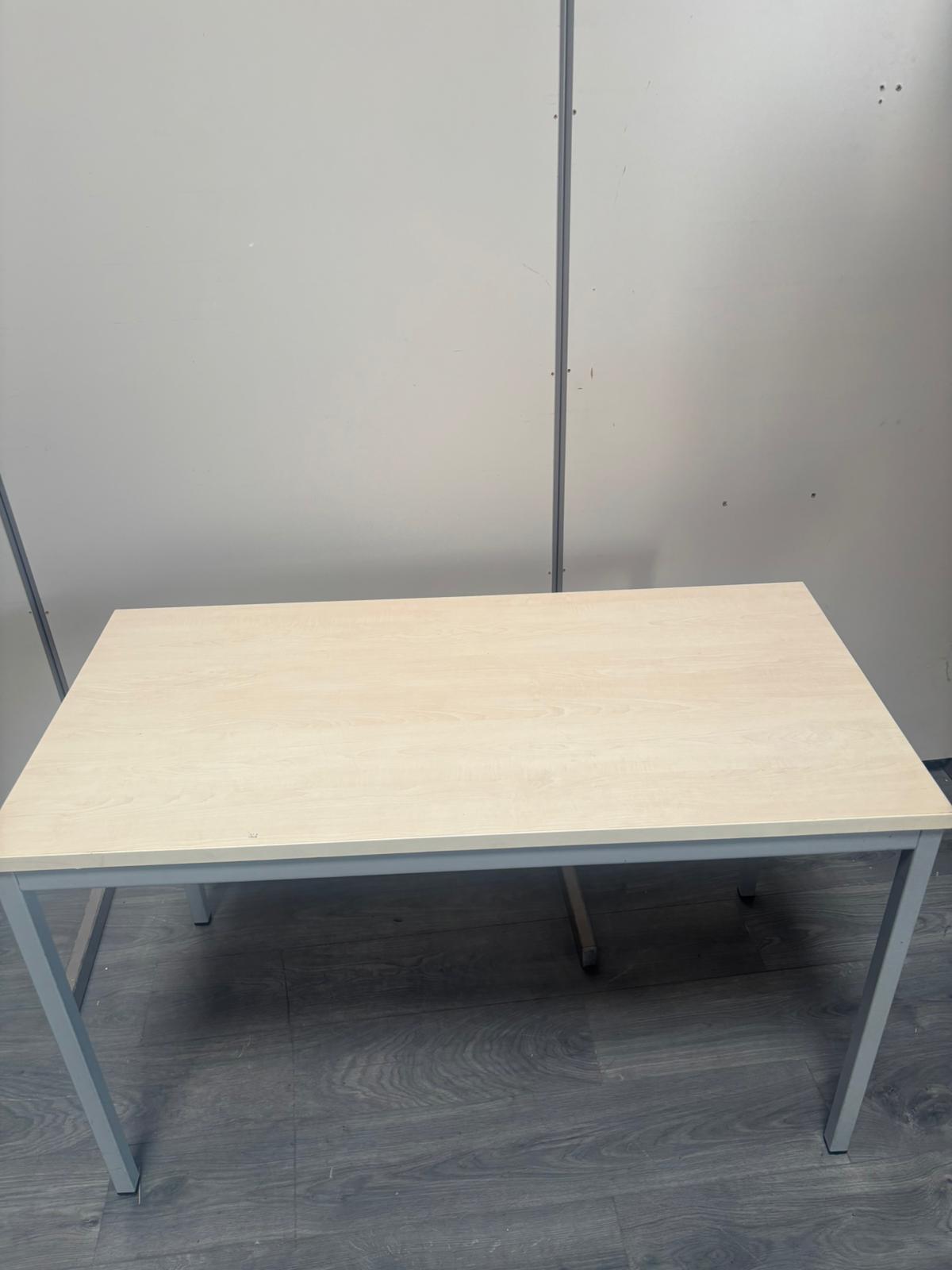Table de travail multi-usages bois et métal beige et gris – L120 x P60 x H75 cm