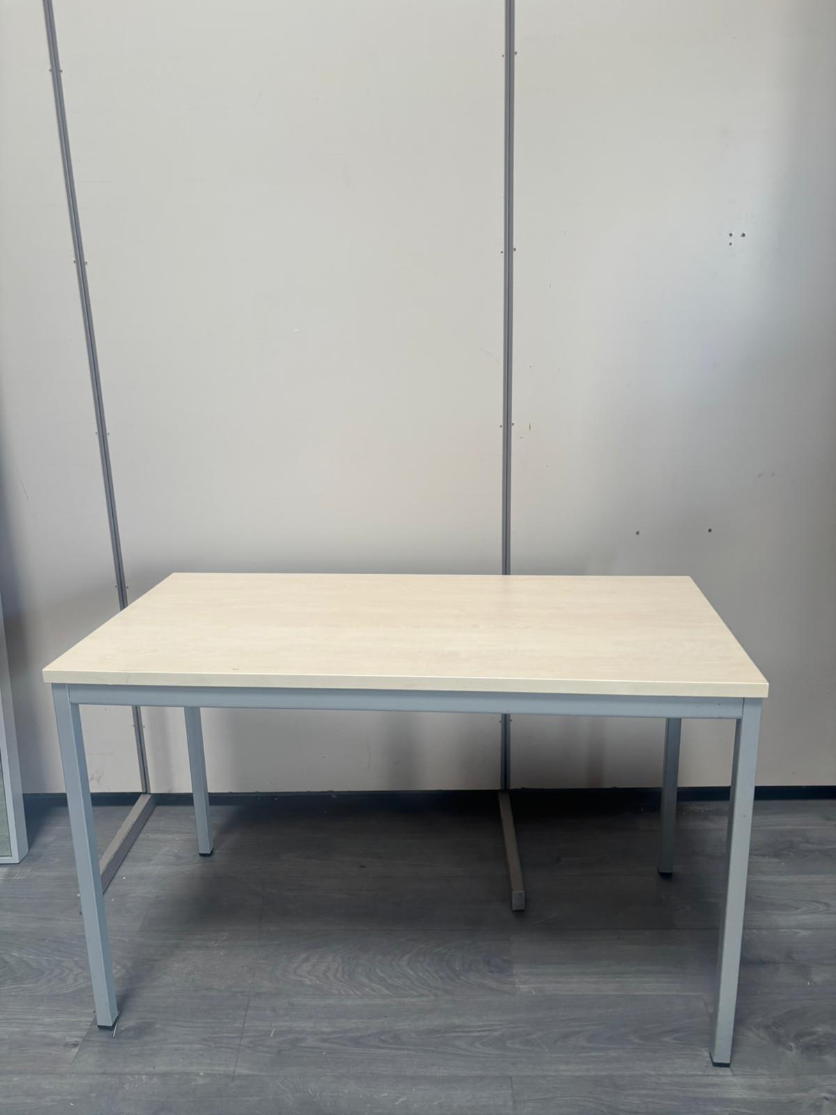 Table de travail multi-usages bois et métal beige et gris – L120 x P60 x H75 cm