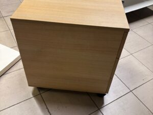 Caisson de bureau sur roulettes en bois beige avec serrure – H60 x L42 x P55,5 cm