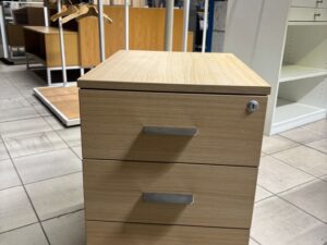 Caisson de bureau sur roulettes en bois beige – H60 x L42 x P55,5 cm