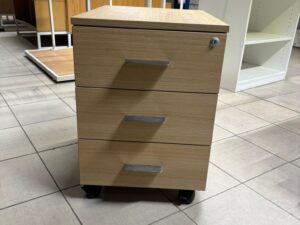 Caisson de bureau sur roulettes en bois beige – H60 x L42 x P55,5 cm