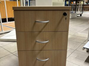 Caisson de bureau sur roulettes en bois beige – H60 x L43,5 x P56 cm