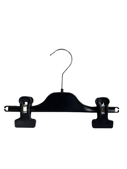 Lot de 100 cintres à pinces noirs PVC renforcé 2 pinces – L24 cm