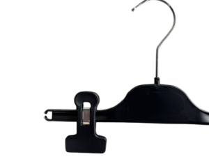 Lot de 100 cintres à pinces noirs PVC renforcé 2 pinces – L24 cm