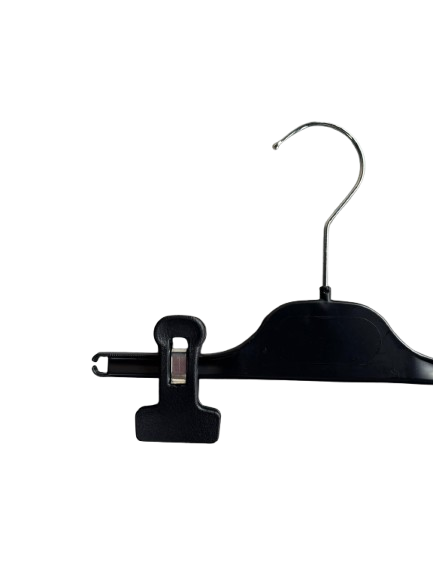 Lot de 100 cintres à pinces noirs PVC renforcé 2 pinces – L24 cm