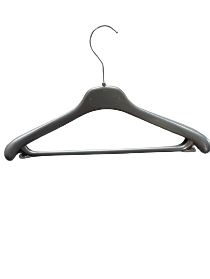 Lot de 60 cintres simples gris avec barre pantalon en PVC renforcé – L34,5 cm
