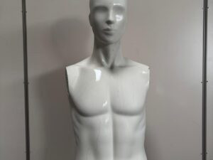 Mannequin buste homme en fibre de verre blanc – H80 cm