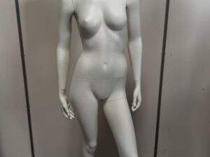 Mannequin femme complet sur socle en verre – fibre de verre blanc mat – H179 cm