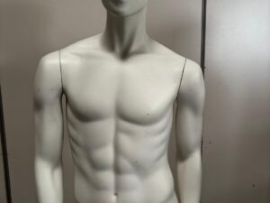 Mannequin homme complet sur socle en verre – fibre de verre blanc mat – H184 cm