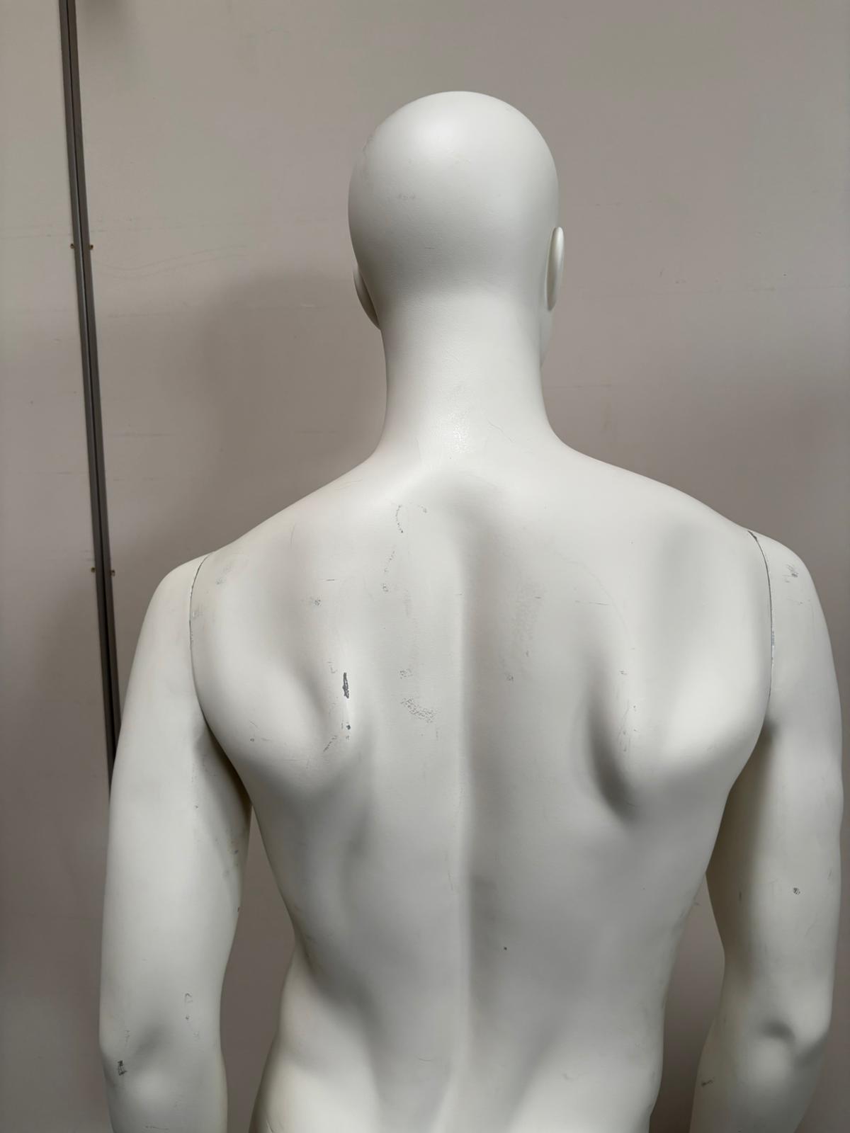 Mannequin homme complet sur socle en verre – fibre de verre blanc mat – H184 cm