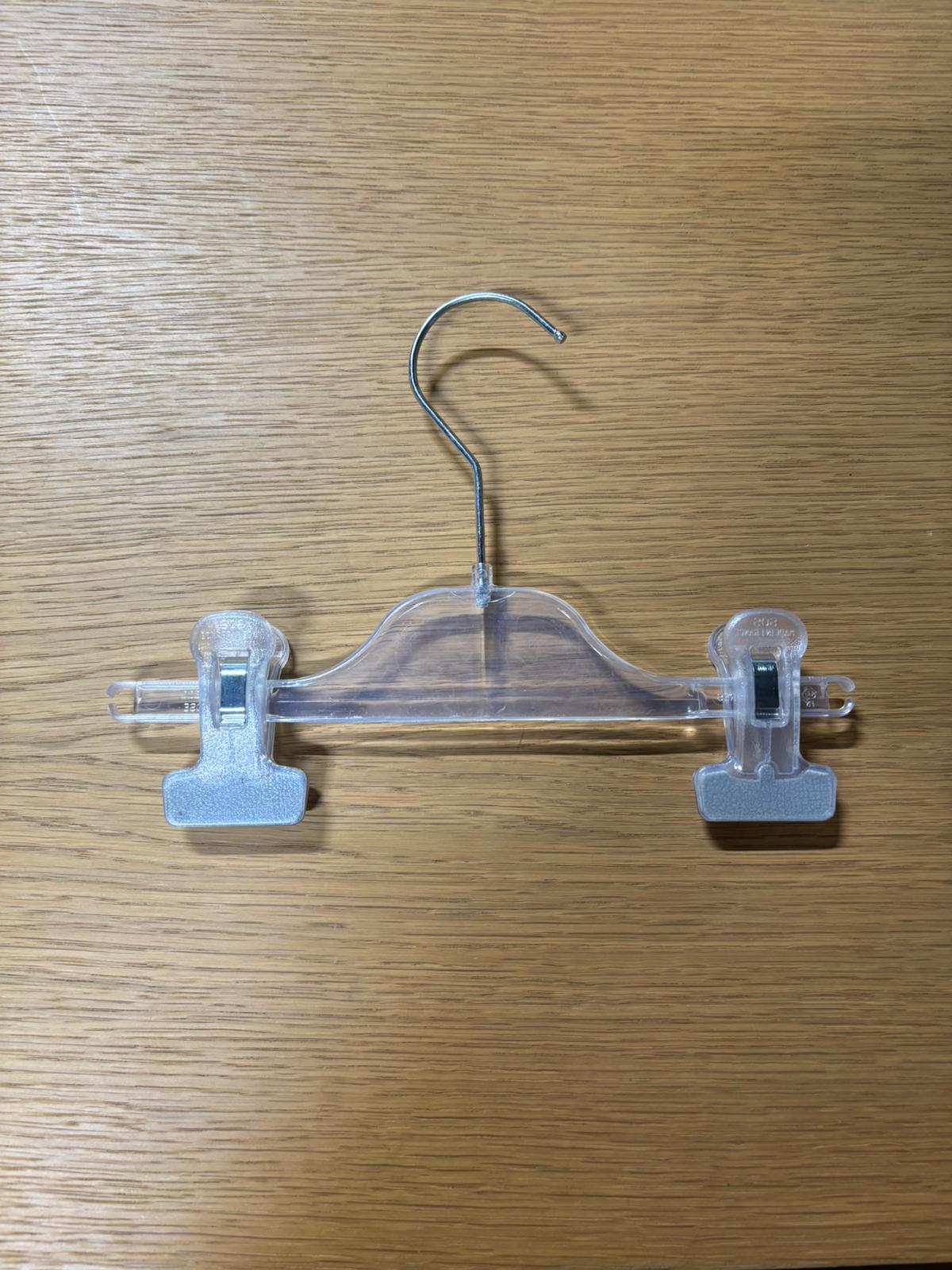 Lot de 100 cintres à pinces transparents en PVC – L23 cm
