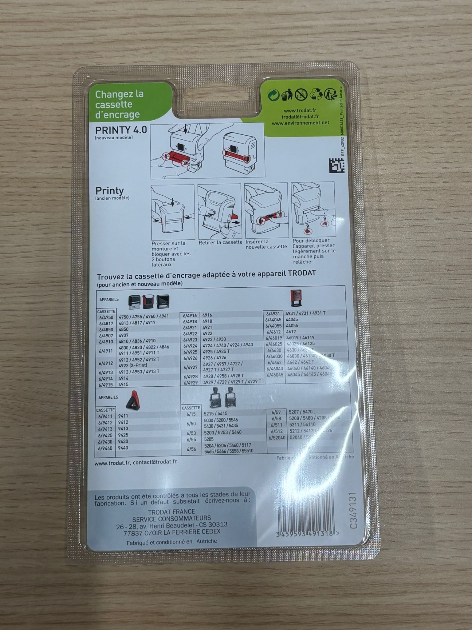 Cassette d’encrage noire Trodat Printy