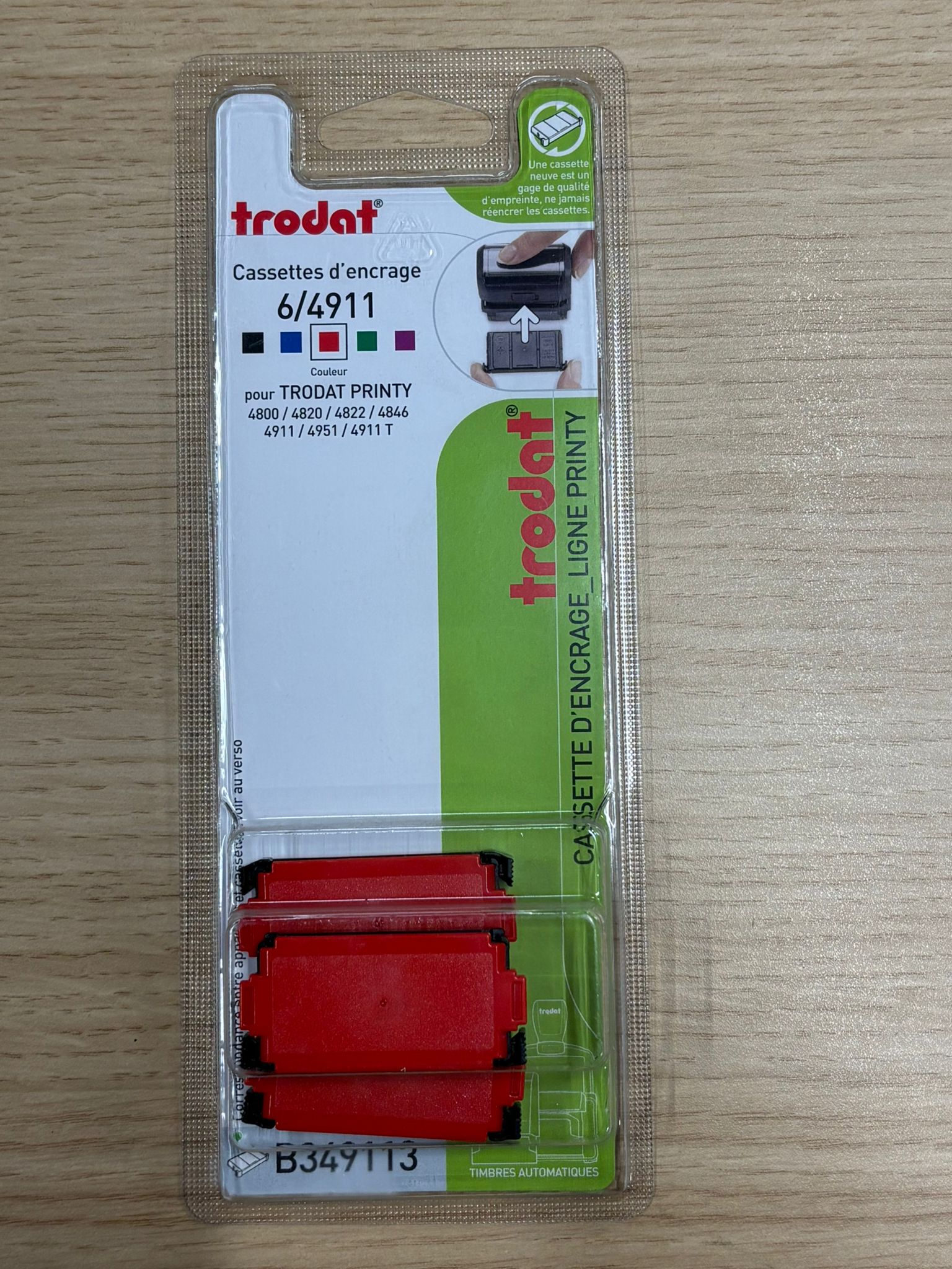 Cassette d’encrage rouge Trodat Printy 4800 / 4820 / 4822 / 4846 / 4911 / 4951