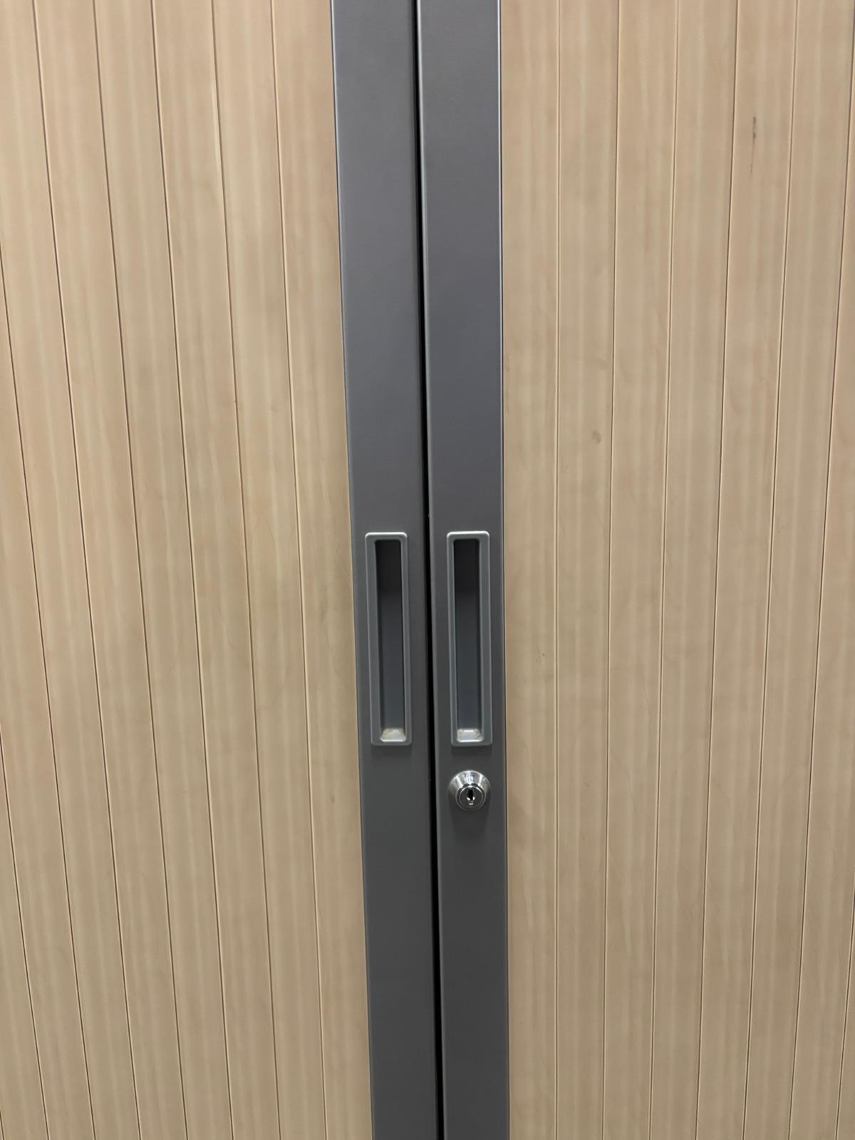 Armoire haute de bureau métallique gris et bois – L120 x l43 x H198 cm