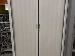 Armoire haute de bureau métallique grise – L120 x l43 x H198 cm