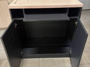 Comptoir d’atelier bois et noir avec plaque métallique – L100 cm