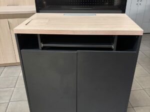 Comptoir d’atelier bois et noir avec plaque métallique – L100 cm