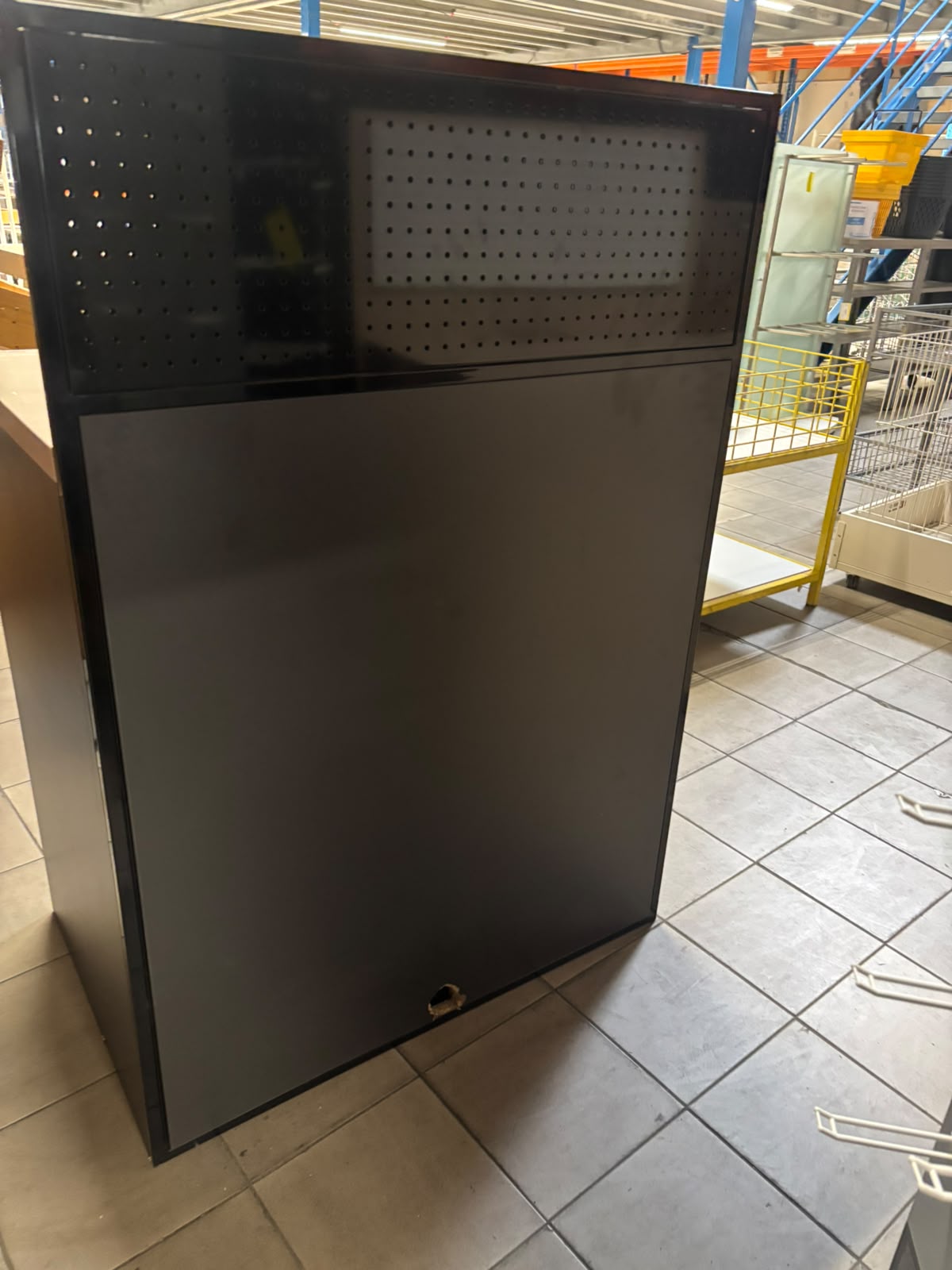 Comptoir d'atelier bois et noir avec plaque métallique – L100 cm