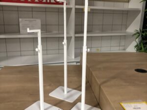 Présentoir métallique réglable blanc – H32 à 59,5 cm
