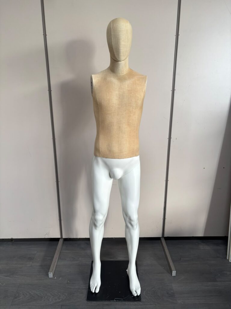 Mannequin homme sans bras en fibre de verre et tissu – H187 cm
