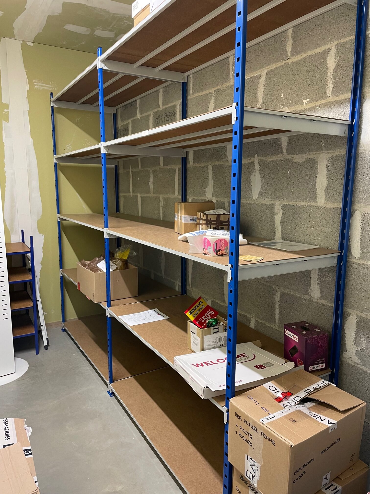 Lot de 5 étagères de stockage 5 niveaux bleu métallique – L5 m