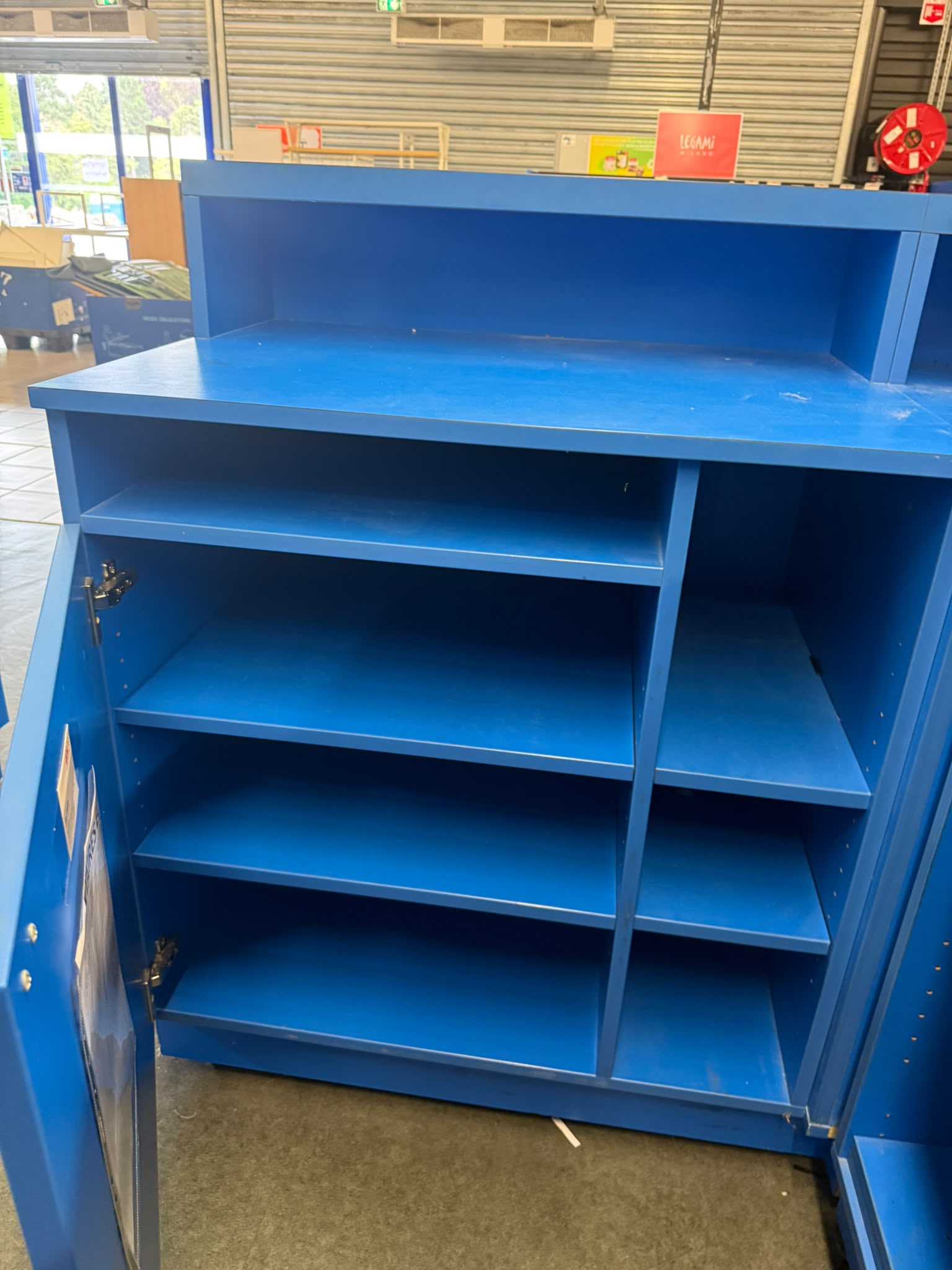 Comptoir arrondi en bois bleu et blanc – L253 cm – Image 6