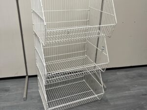 Lot de 3 bacs fils métalliques blancs – H121 cm