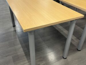 Bureau droit bois et métal gris – L140 cm