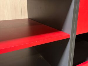 Double bac soldeur gris et rouge avec tiroir – L133 cm
