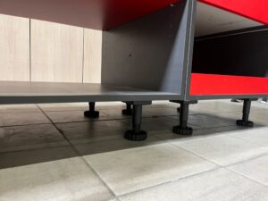Double bac soldeur gris et rouge avec tiroir – L133 cm
