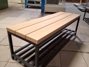 Banc design industriel en bois et métal – L120 cm