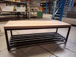 Banc design industriel en bois et métal – L120 cm