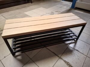 Banc design industriel en bois et métal – L120 cm