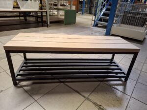 Banc design industriel en bois et métal – L120 cm