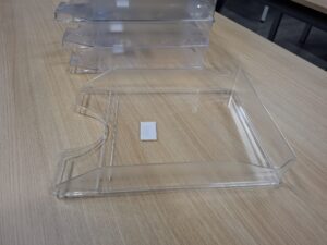 Lot de 4 corbeilles de rangement de bureau en PVC transparent