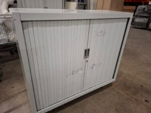 Armoire de bureau métallique grise sur roulettes sans clé – L120,5 cm