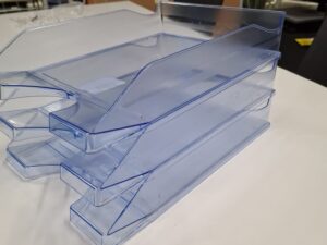 Lot de 3 corbeilles de rangement de bureau en PVC transparent