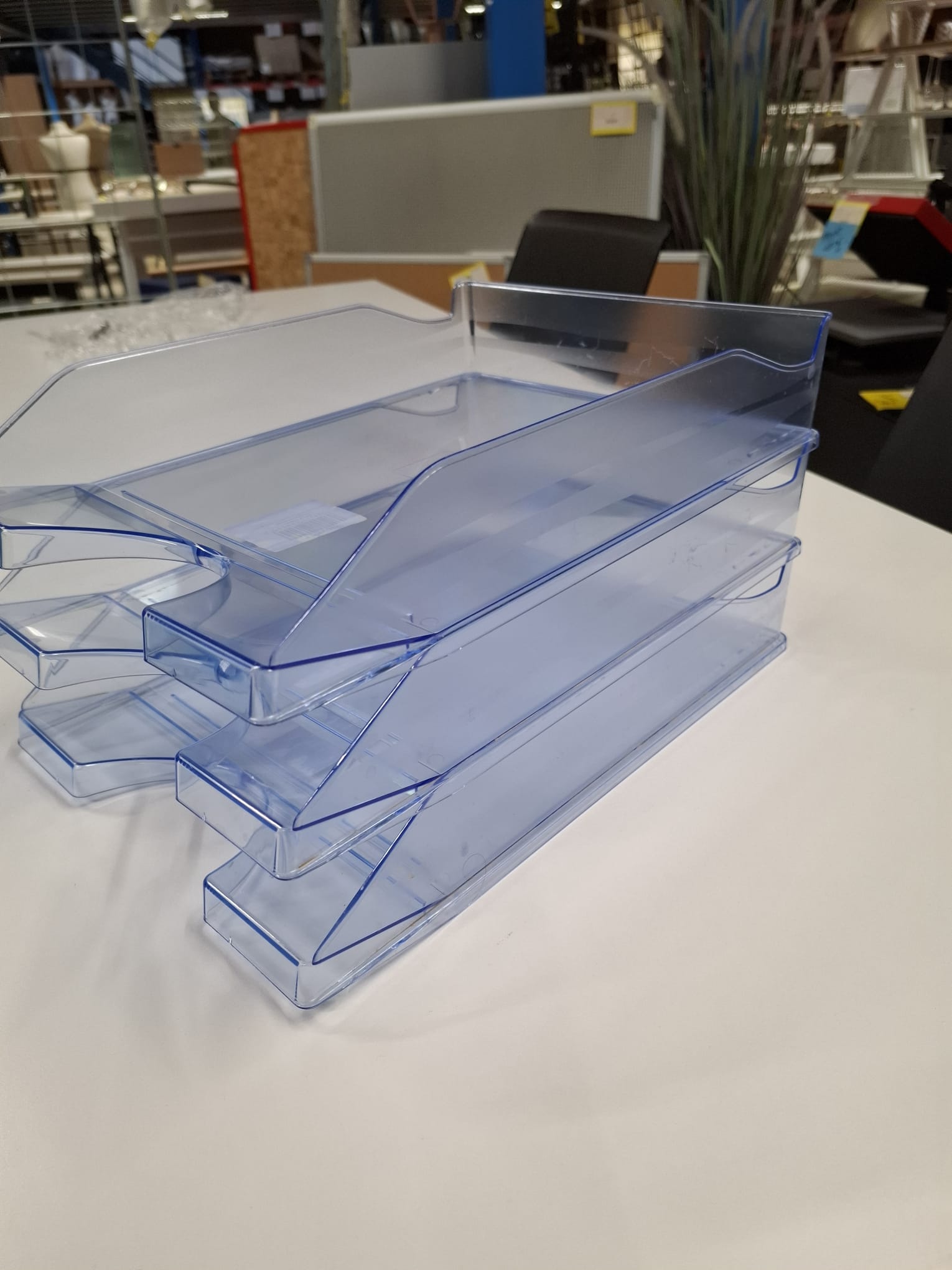 Lot de 3 corbeilles de rangement de bureau en PVC transparent