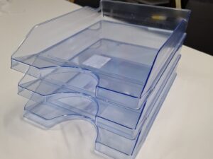 Lot de 3 corbeilles de rangement de bureau en PVC transparent