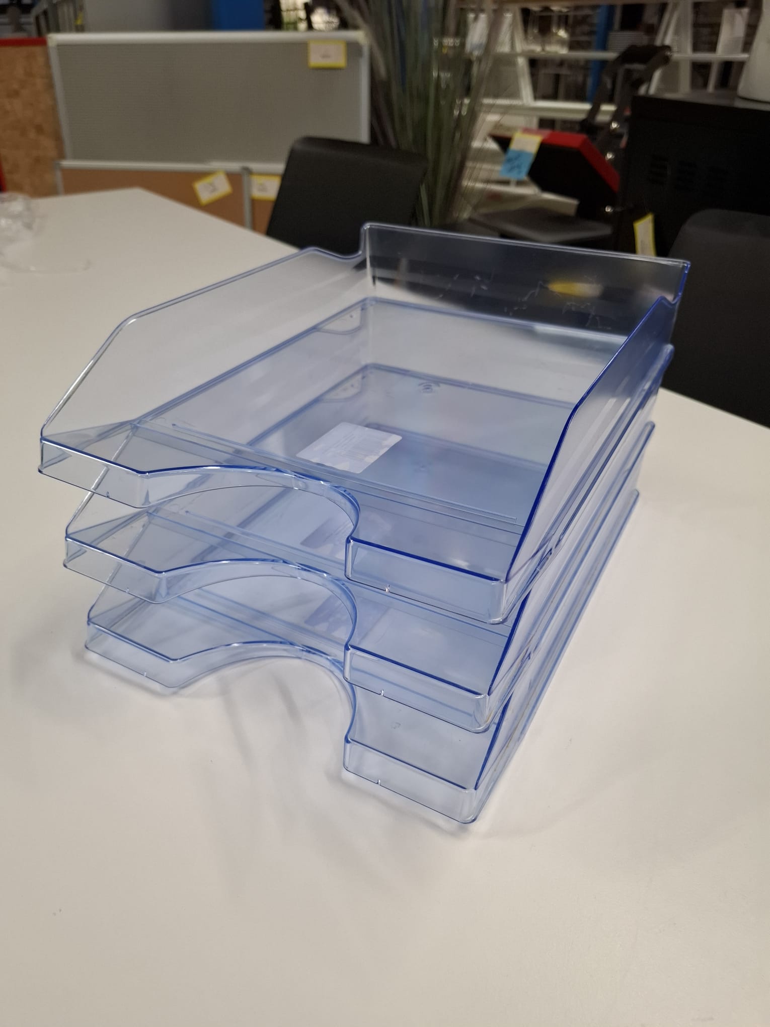 Lot de 3 corbeilles de rangement de bureau en PVC transparent