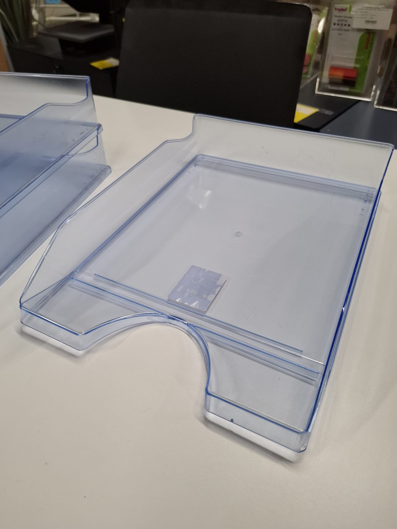 Lot de 3 corbeilles de rangement de bureau en PVC transparent