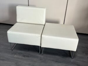 Banquette modulable 2 éléments en simili cuir beige