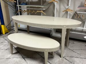 Ensemble de 2 tables ovales en bois beige – L200 cm
