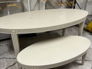 Ensemble de 2 tables ovales en bois beige – L200 cm