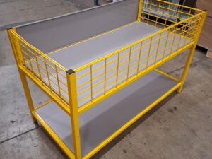Bac soldeur 2 niveaux métallique et bois – L129 × l65 × H86 cm